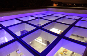  Glass skylight in a swimming pool
